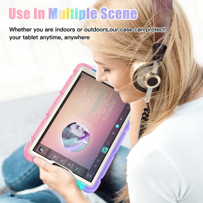 For Samsung Galaxy Tab A9 / Tab A11 3-Layer Protection Screen Frame + PC + Silicone Shockproof Combination Tablet Case with Holder(Colorful Pink) by bashfashion
