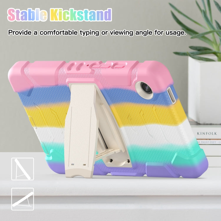 For Samsung Galaxy Tab A9 / Tab A11 3-Layer Protection Screen Frame + PC + Silicone Shockproof Combination Tablet Case with Holder(Colorful Pink) by bashfashion