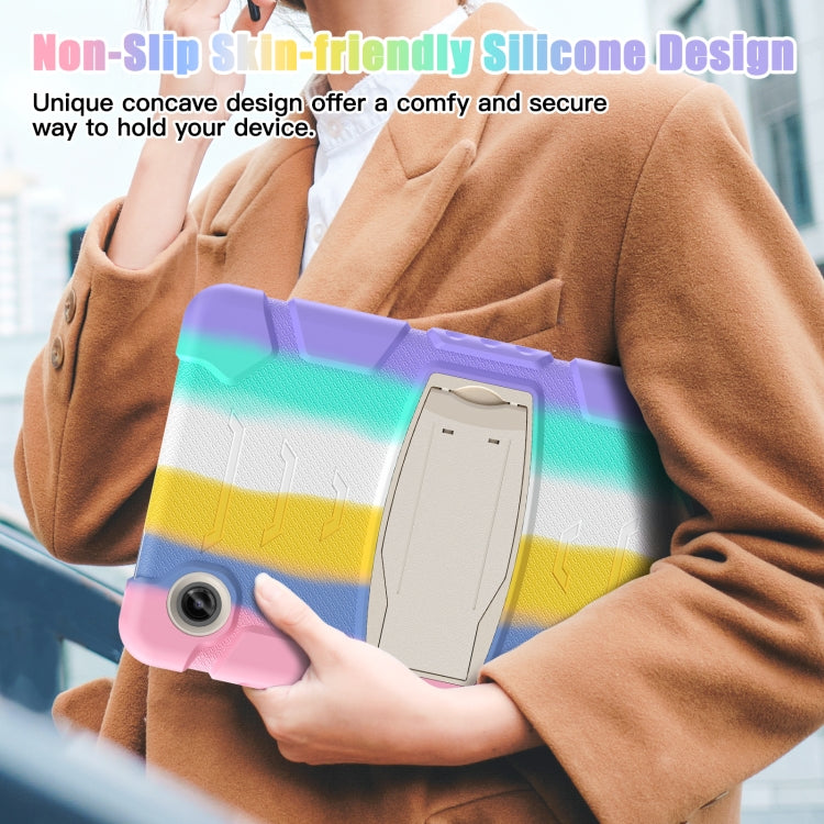 For Samsung Galaxy Tab A9 / Tab A11 3-Layer Protection Screen Frame + PC + Silicone Shockproof Combination Tablet Case with Holder(Colorful Pink) by bashfashion