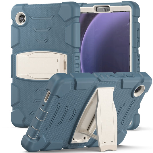 For Samsung Galaxy Tab A9 / Tab A11 3-Layer Protection Screen Frame + PC + Silicone Shockproof Combination Tablet Case with Holder(Cornflower Blue) by bashfashion