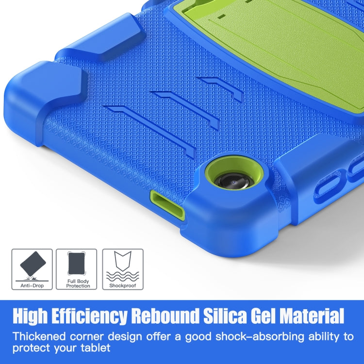 For Samsung Galaxy Tab A9 / Tab A11 3-Layer Protection Screen Frame + PC + Silicone Shockproof Combination Tablet Case with Holder(Blue+Lime) by bashfashion