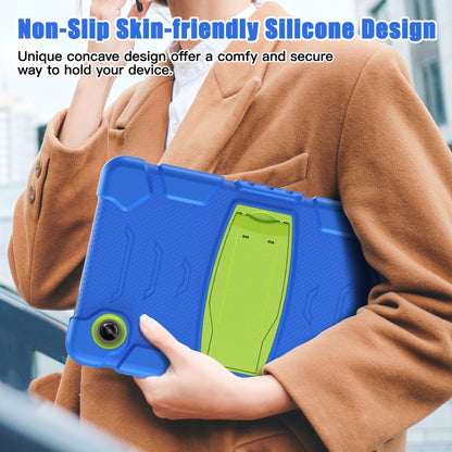 For Samsung Galaxy Tab A9 / Tab A11 3-Layer Protection Screen Frame + PC + Silicone Shockproof Combination Tablet Case with Holder(Blue+Lime) by bashfashion