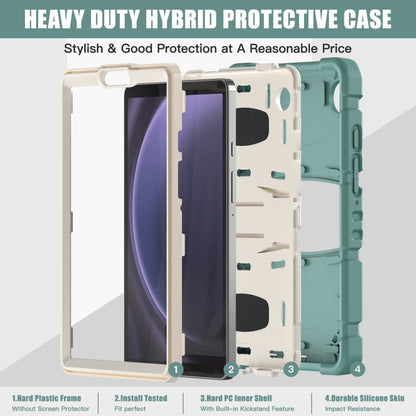 For Samsung Galaxy Tab A9 / Tab A11 3-Layer Protection Screen Frame + PC + Silicone Shockproof Combination Tablet Case with Holder(Emerald Green) by bashfashion