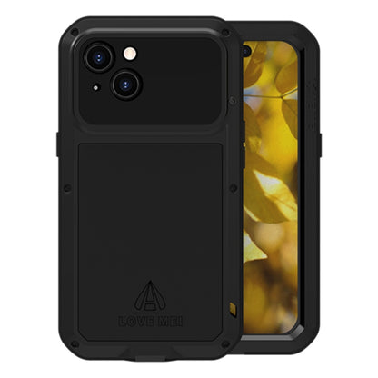 For iPhone 15 LOVE MEI Metal Shockproof Life Waterproof Dustproof Phone Case(Black) by LOVE MEI