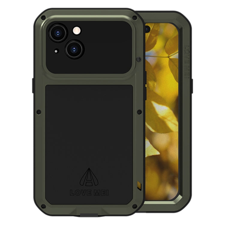 For iPhone 15 LOVE MEI Metal Shockproof Life Waterproof Dustproof Phone Case(Army Green) by LOVE MEI
