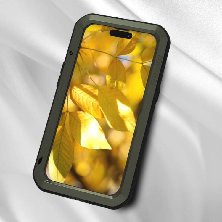 For iPhone 15 LOVE MEI Metal Shockproof Life Waterproof Dustproof Phone Case(Army Green) by LOVE MEI