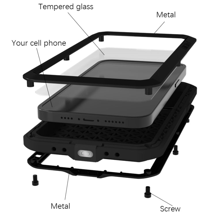 For iPhone 15 Plus LOVE MEI Metal Shockproof Life Waterproof Dustproof Phone Case(Red) by LOVE MEI