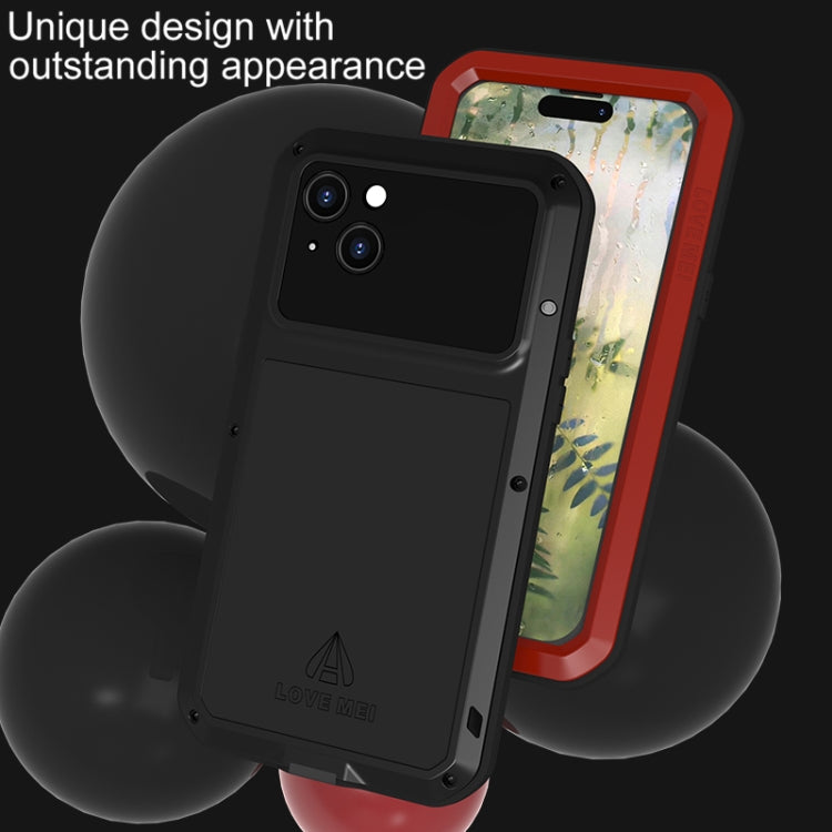 For iPhone 15 Plus LOVE MEI Metal Shockproof Life Waterproof Dustproof Phone Case(Red) by LOVE MEI
