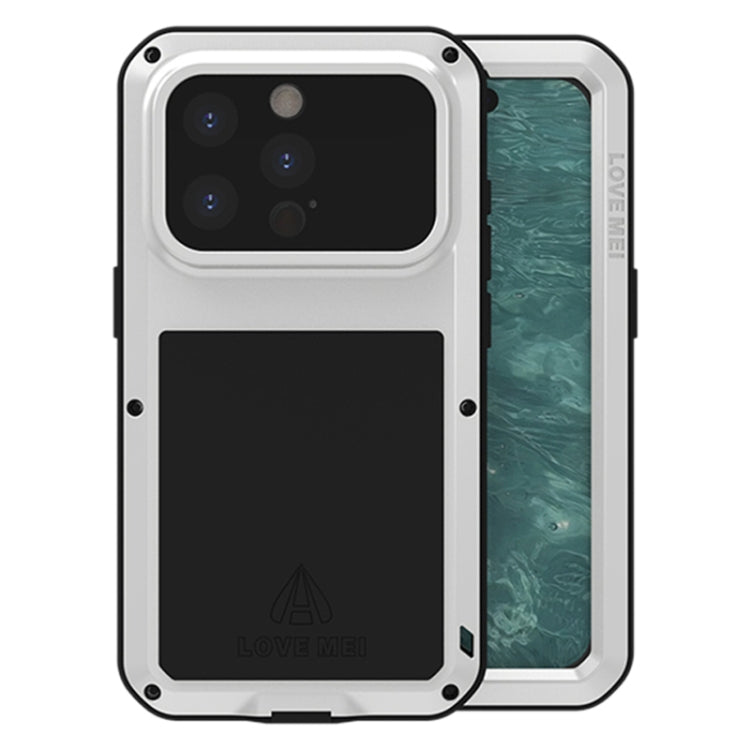 For iPhone 15 Pro LOVE MEI Metal Shockproof Life Waterproof Dustproof Phone Case(Silver) by LOVE MEI