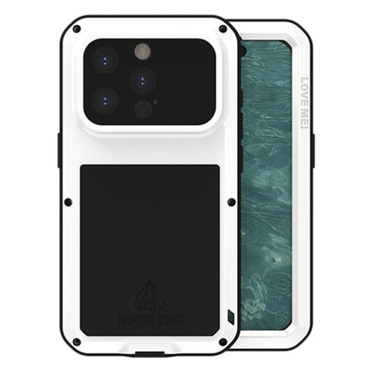 For iPhone 15 Pro LOVE MEI Metal Shockproof Life Waterproof Dustproof Phone Case(White) by LOVE MEI