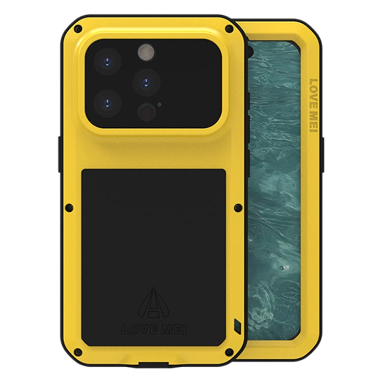 For iPhone 15 Pro LOVE MEI Metal Shockproof Life Waterproof Dustproof Phone Case(Yellow) by LOVE MEI