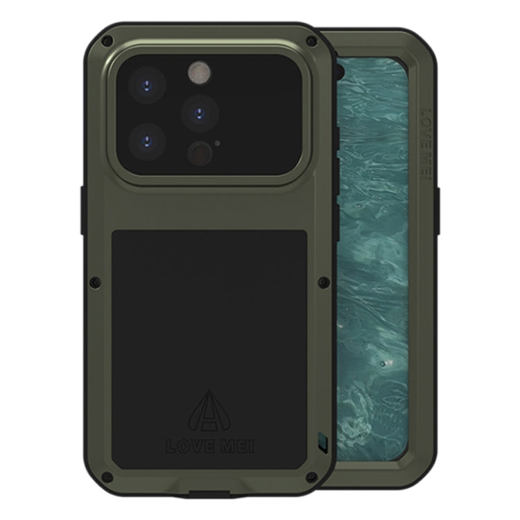 For iPhone 15 Pro LOVE MEI Metal Shockproof Life Waterproof Dustproof Phone Case(Army Green) by LOVE MEI