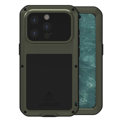 For iPhone 15 Pro LOVE MEI Metal Shockproof Life Waterproof Dustproof Phone Case(Army Green) by LOVE MEI