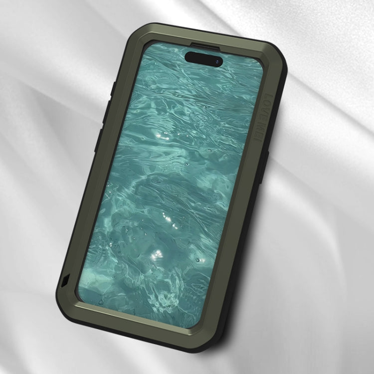 For iPhone 15 Pro LOVE MEI Metal Shockproof Life Waterproof Dustproof Phone Case(Army Green) by LOVE MEI