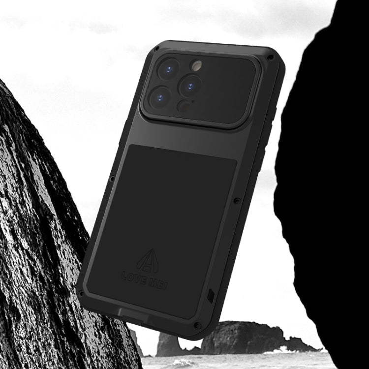 For iPhone 15 Pro Max LOVE MEI Metal Shockproof Life Waterproof Dustproof Phone Case(Black) by LOVE MEI
