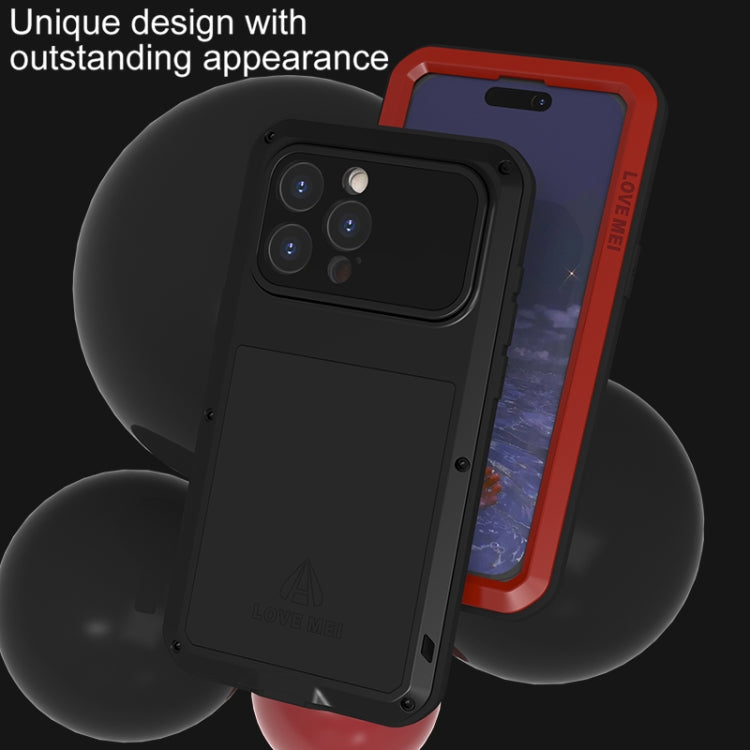 For iPhone 15 Pro Max LOVE MEI Metal Shockproof Life Waterproof Dustproof Phone Case(Black) by LOVE MEI