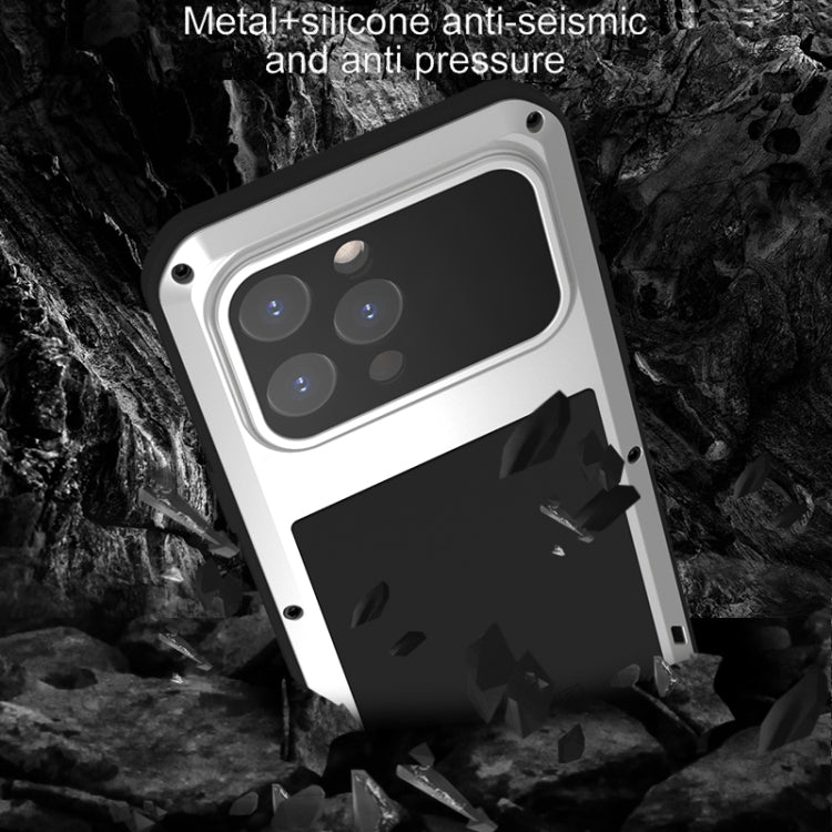 For iPhone 15 Pro Max LOVE MEI Metal Shockproof Life Waterproof Dustproof Phone Case(Silver) by LOVE MEI