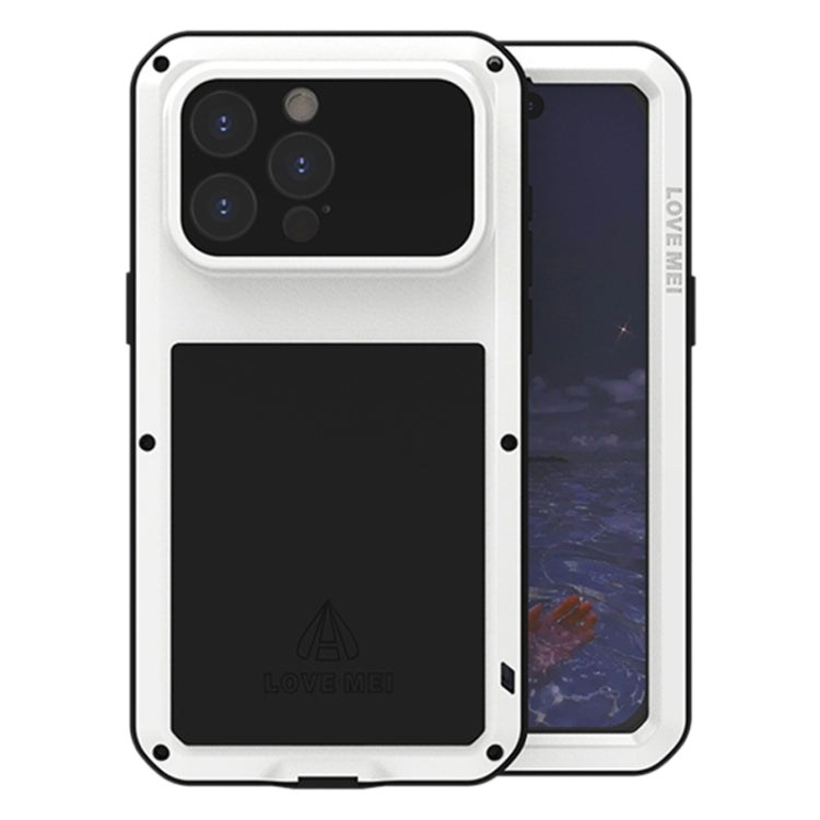 For iPhone 15 Pro Max LOVE MEI Metal Shockproof Life Waterproof Dustproof Phone Case(White) by LOVE MEI