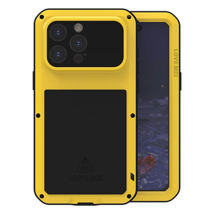 For iPhone 15 Pro Max LOVE MEI Metal Shockproof Life Waterproof Dustproof Phone Case(Yellow) by LOVE MEI