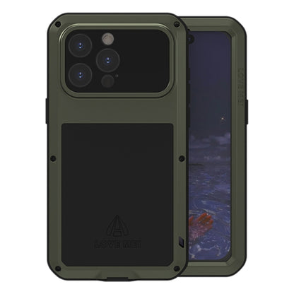 For iPhone 15 Pro Max LOVE MEI Metal Shockproof Life Waterproof Dustproof Phone Case(Army Green) by LOVE MEI