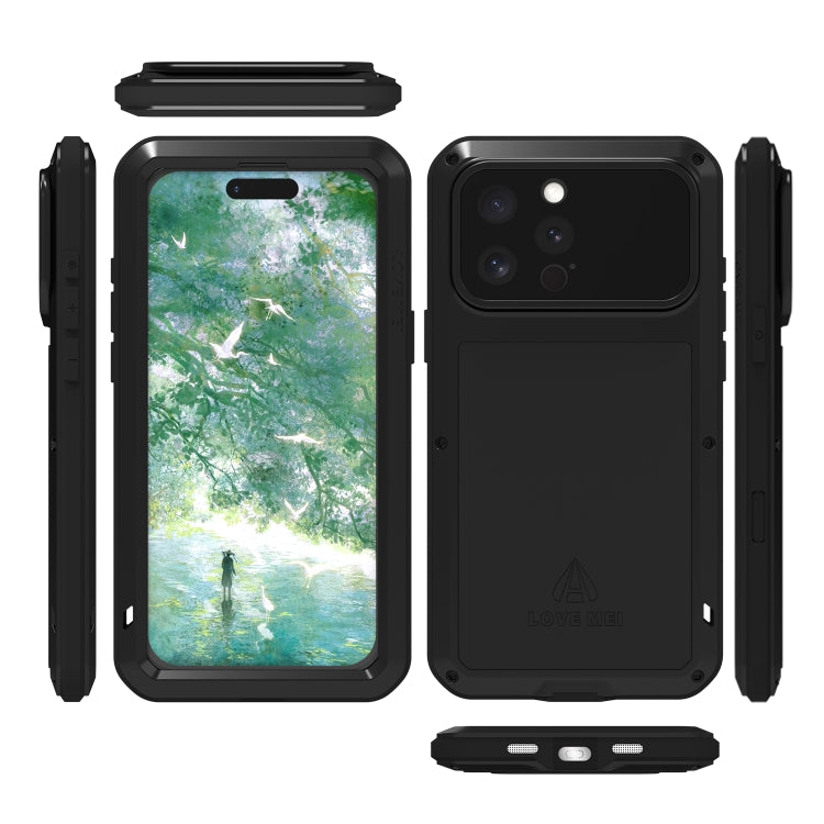 For iPhone 16 Pro Max LOVE MEI Metal Shockproof Life Waterproof Dustproof Phone Case(Black) by LOVE MEI