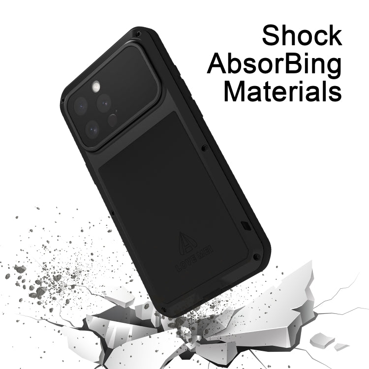 For iPhone 16 Pro Max LOVE MEI Metal Shockproof Life Waterproof Dustproof Phone Case(Black) by LOVE MEI