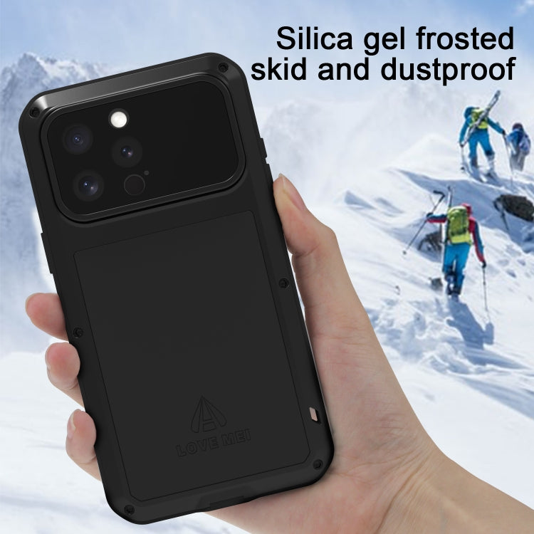 For iPhone 16 Pro Max LOVE MEI Metal Shockproof Life Waterproof Dustproof Phone Case(Black) by LOVE MEI