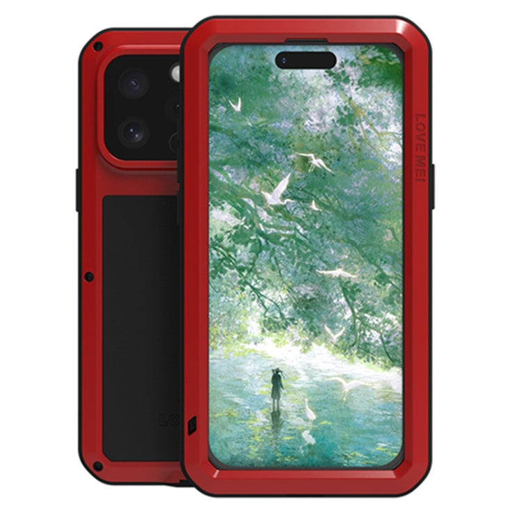 For iPhone 16 Pro Max LOVE MEI Metal Shockproof Life Waterproof Dustproof Phone Case(Red) by LOVE MEI