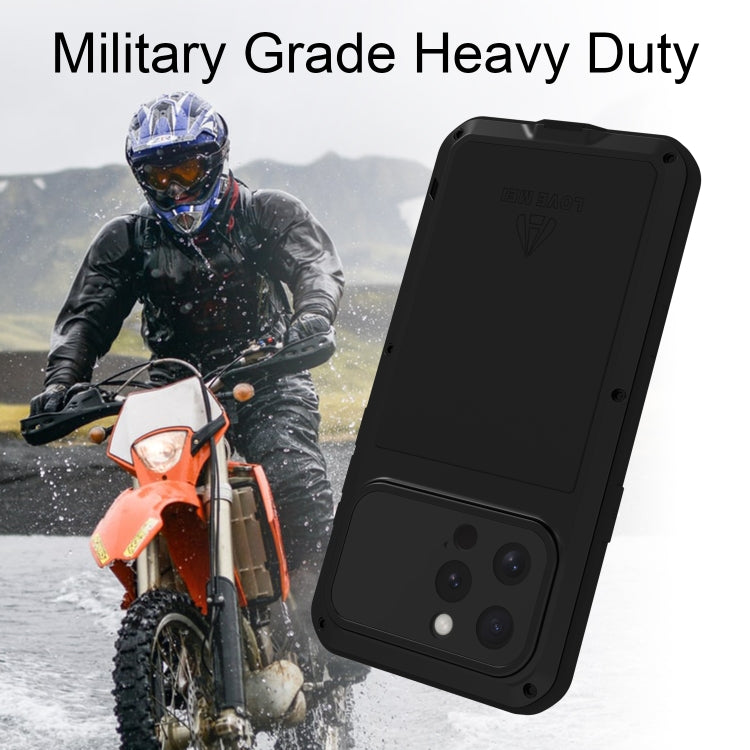 For iPhone 16 Pro Max LOVE MEI Metal Shockproof Life Waterproof Dustproof Phone Case(Red) by LOVE MEI