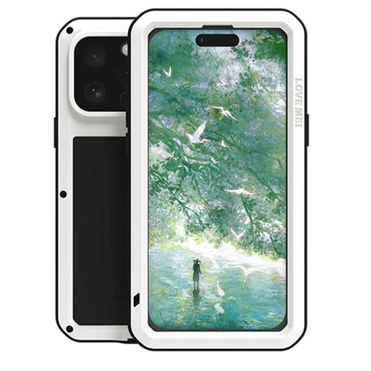 For iPhone 16 Pro Max LOVE MEI Metal Shockproof Life Waterproof Dustproof Phone Case(White) by LOVE MEI