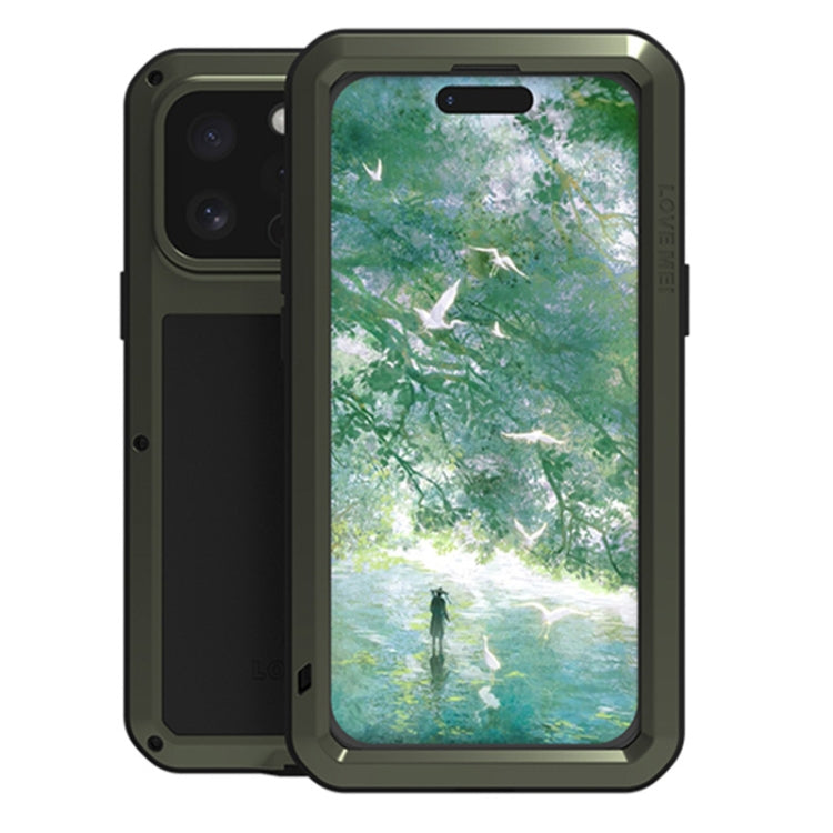 For iPhone 16 Pro LOVE MEI Metal Shockproof Life Waterproof Dustproof Phone Case(Army Green) by LOVE MEI