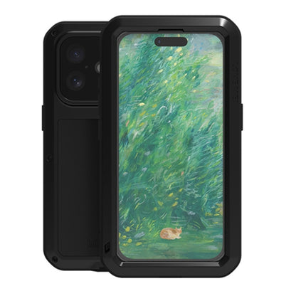 For iPhone 16 LOVE MEI Metal Shockproof Life Waterproof Dustproof Phone Case(Black) by LOVE MEI