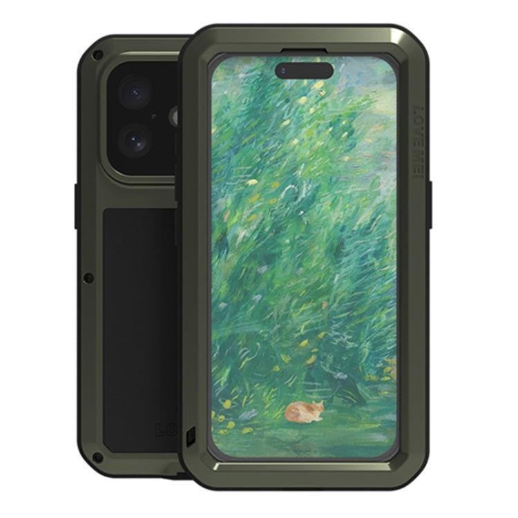 For iPhone 16 LOVE MEI Metal Shockproof Life Waterproof Dustproof Phone Case(Army Green) by LOVE MEI