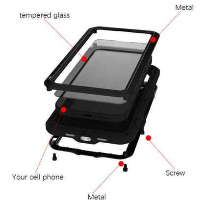 For iPhone 17 LOVE MEI Metal Shockproof Life Waterproof Dustproof Phone Case(Black) by LOVE MEI