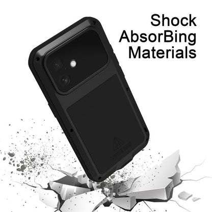 For iPhone 17 LOVE MEI Metal Shockproof Life Waterproof Dustproof Phone Case(Black) by LOVE MEI