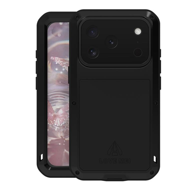 For iPhone 17 Pro LOVE MEI Metal Shockproof Life Waterproof Dustproof Phone Case(Black) by LOVE MEI