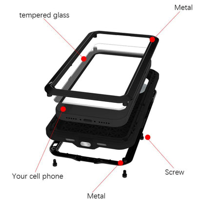 For iPhone 17 Pro LOVE MEI Metal Shockproof Life Waterproof Dustproof Phone Case(Black) by LOVE MEI
