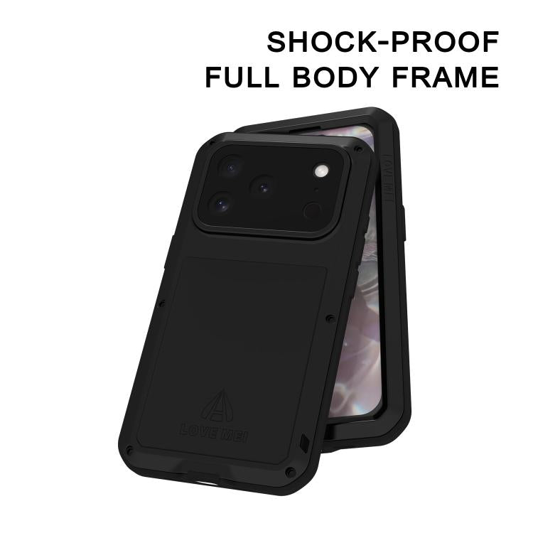 For iPhone 17 Pro LOVE MEI Metal Shockproof Life Waterproof Dustproof Phone Case(Black) by LOVE MEI