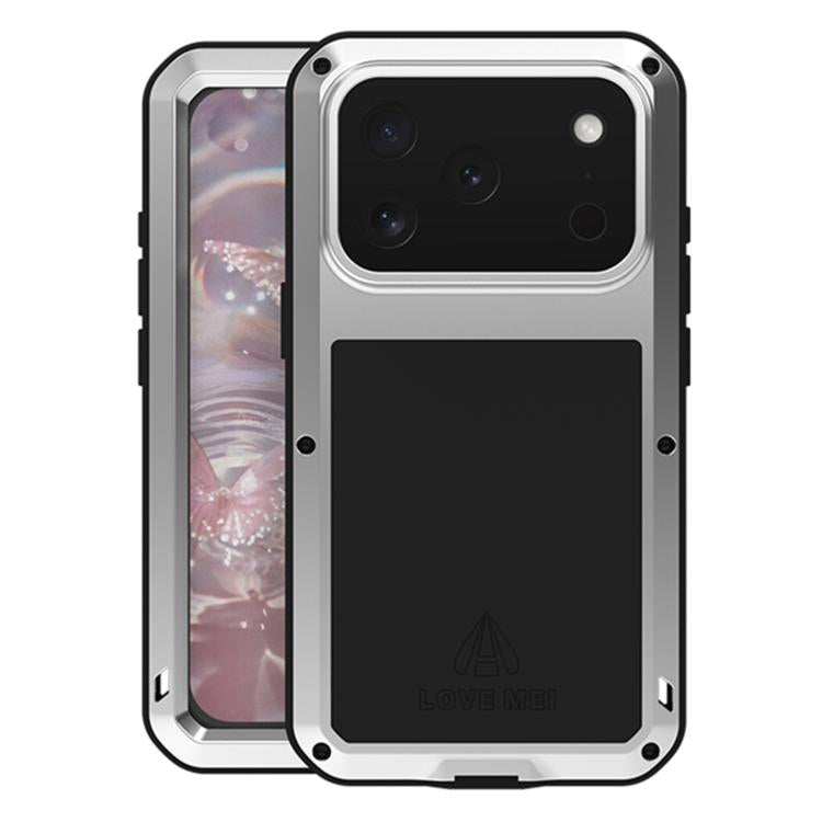 For iPhone 17 Pro LOVE MEI Metal Shockproof Life Waterproof Dustproof Phone Case(Silver) by LOVE MEI