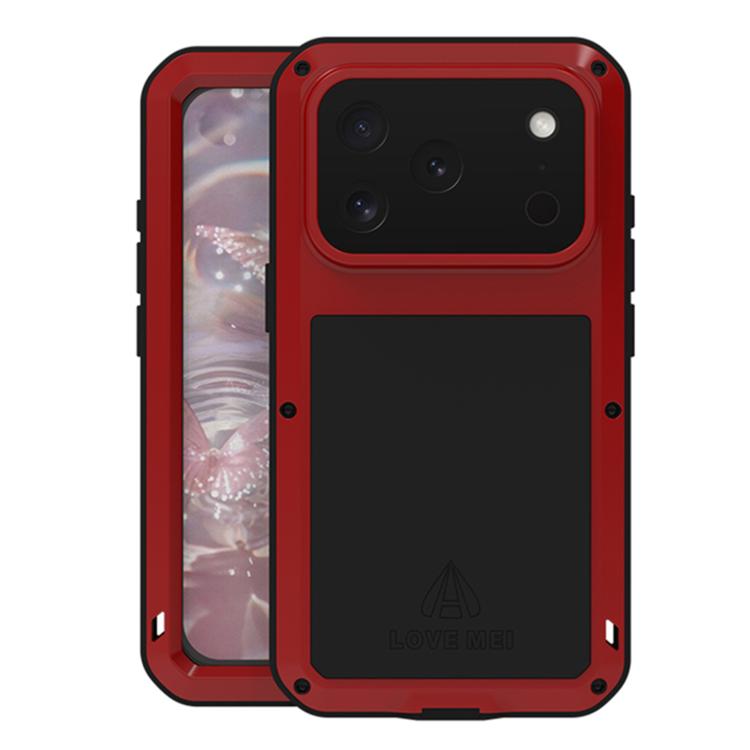 For iPhone 17 Pro LOVE MEI Metal Shockproof Life Waterproof Dustproof Phone Case(Red) by LOVE MEI
