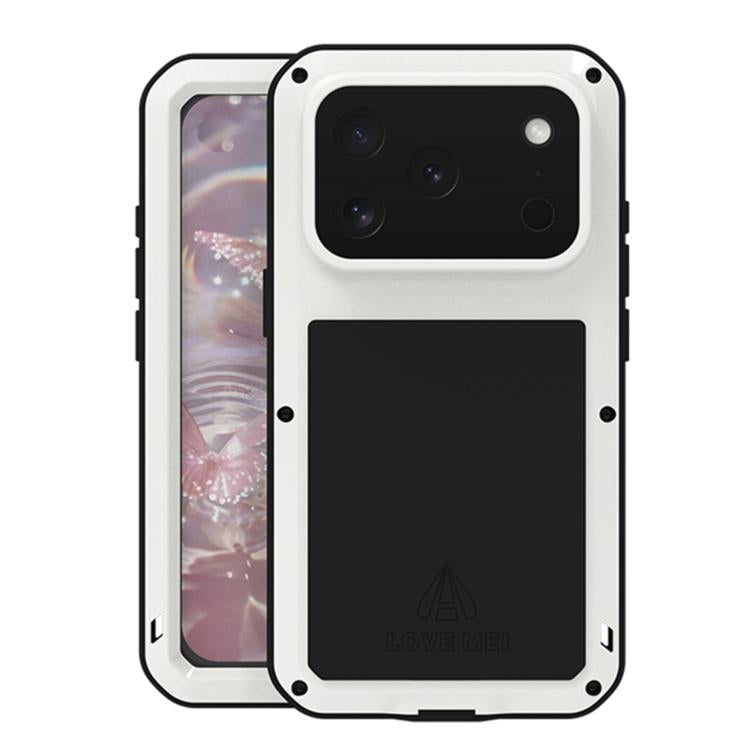 For iPhone 17 Pro LOVE MEI Metal Shockproof Life Waterproof Dustproof Phone Case(White) by LOVE MEI