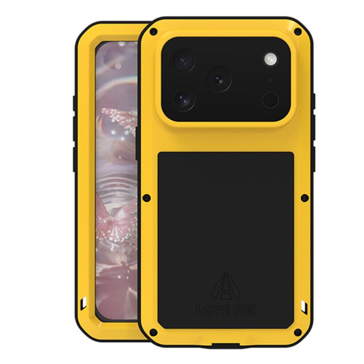 For iPhone 17 Pro LOVE MEI Metal Shockproof Life Waterproof Dustproof Phone Case(Yellow) by LOVE MEI
