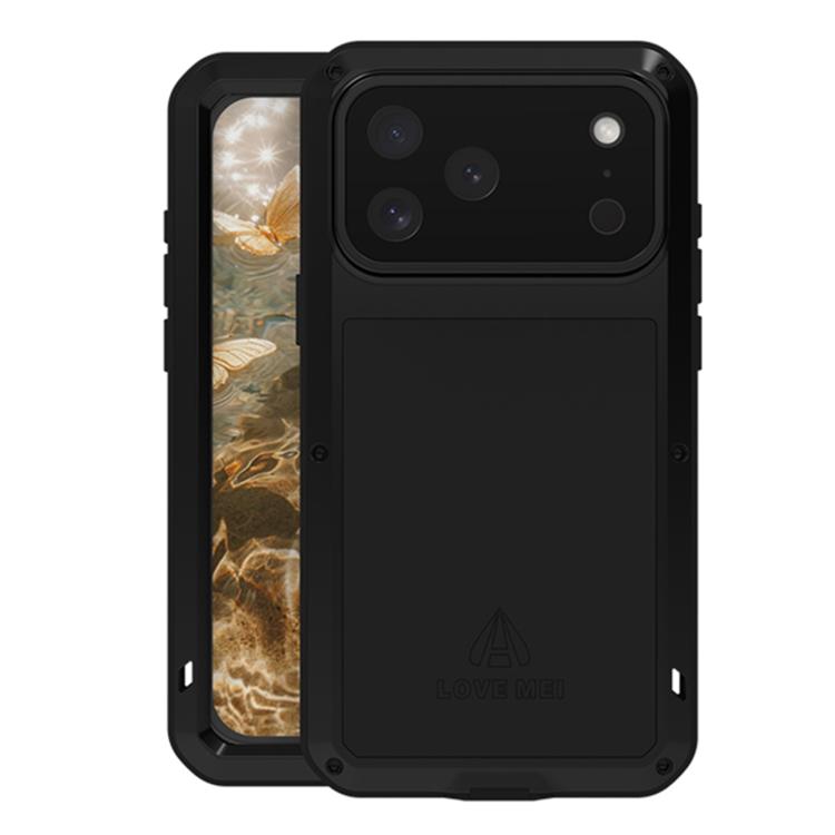 For iPhone 17 Pro Max LOVE MEI Metal Shockproof Life Waterproof Dustproof Phone Case(Black) by LOVE MEI