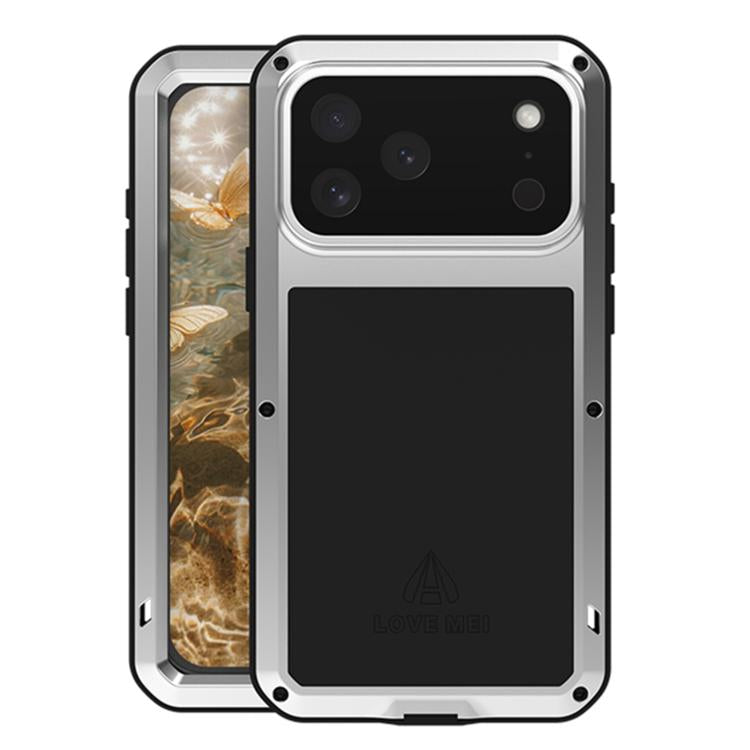 For iPhone 17 Pro Max LOVE MEI Metal Shockproof Life Waterproof Dustproof Phone Case(Silver) by LOVE MEI