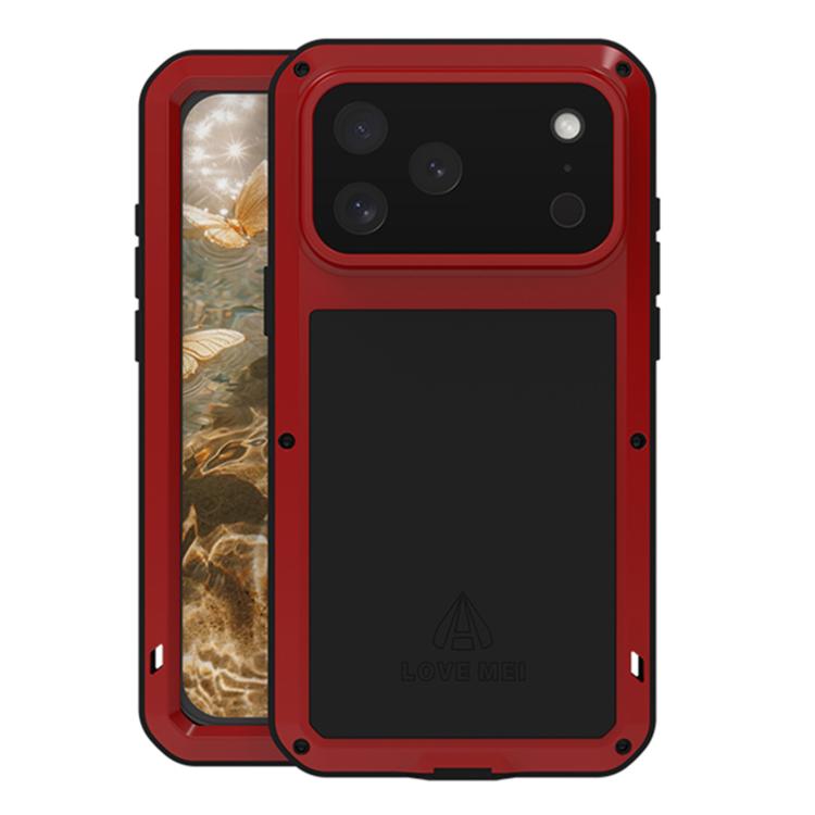 For iPhone 17 Pro Max LOVE MEI Metal Shockproof Life Waterproof Dustproof Phone Case(Red) by LOVE MEI