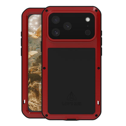 For iPhone 17 Pro Max LOVE MEI Metal Shockproof Life Waterproof Dustproof Phone Case(Red) by LOVE MEI