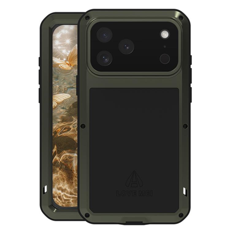 For iPhone 17 Pro Max LOVE MEI Metal Shockproof Life Waterproof Dustproof Phone Case(Army Green) by LOVE MEI