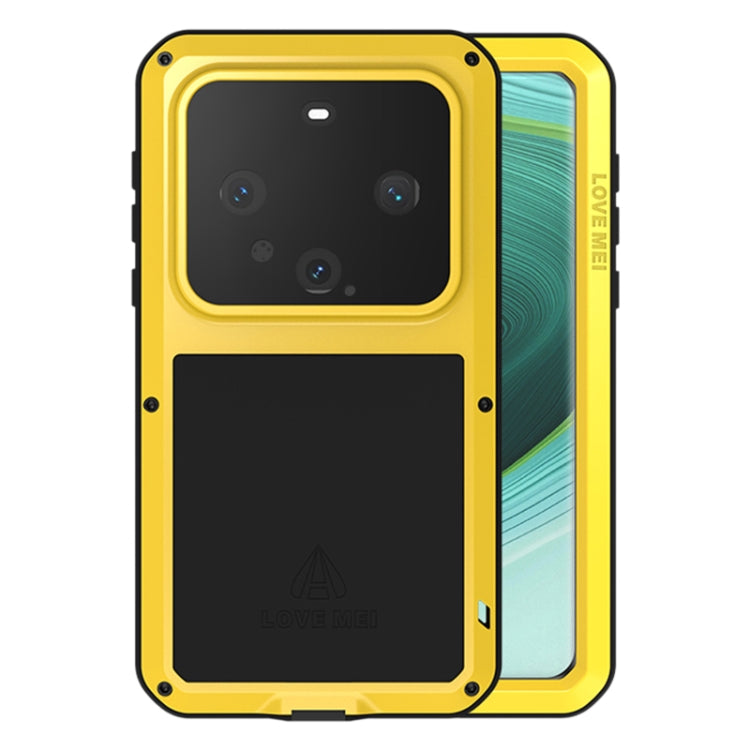 For Huawei Mate 60 Pro / 60 Pro+ LOVE MEI Metal Shockproof Life Waterproof Dustproof Phone Case(Yellow) by LOVE MEI