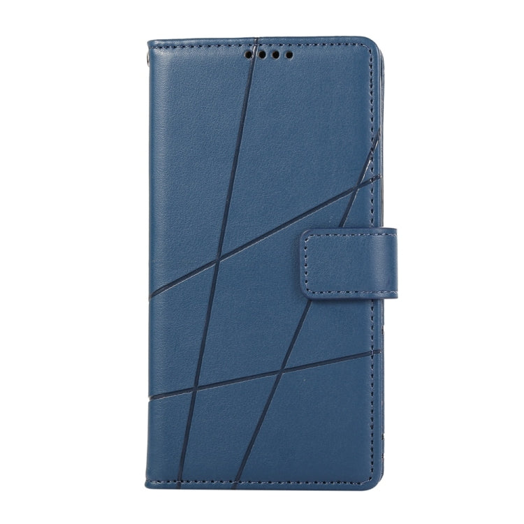 For iPhone 16e PU Genuine Leather Texture Embossed Line Phone Case(Blue) by bashfashion