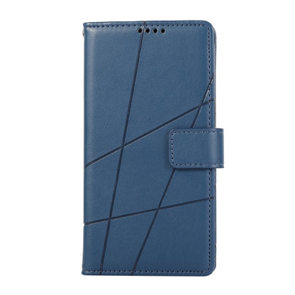 For iPhone 16e PU Genuine Leather Texture Embossed Line Phone Case(Blue) by bashfashion